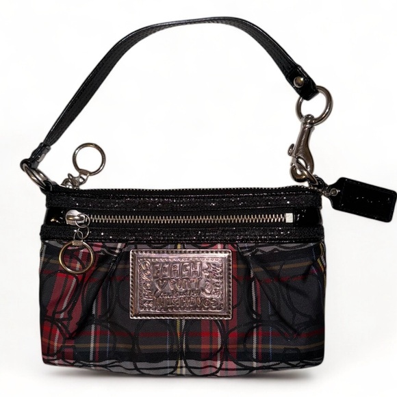 Coach Poppy RARE Plaid Sparkly Convertible Mini Bag/Clutch/Wristlet LIKE NEW - Picture 2 of 13